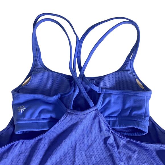 Athleta Energize Mesh Racerback Strappy Tank Top Sports Bra Blue Womens Size XS - Picture 4 of 9